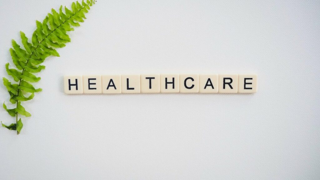 Scrabble letters spell out HEALTHCARE