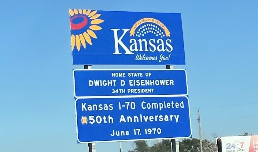 Photo of a Welcome to Kansas road sign